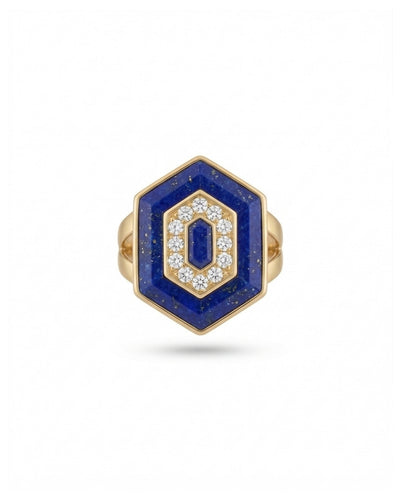 HEDS Hexagon Rings – Lapis Lazuli  & Diamond