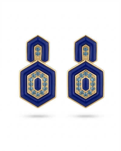 HEDS Hexagon Earrings – Lapis Lazuli & Diamond