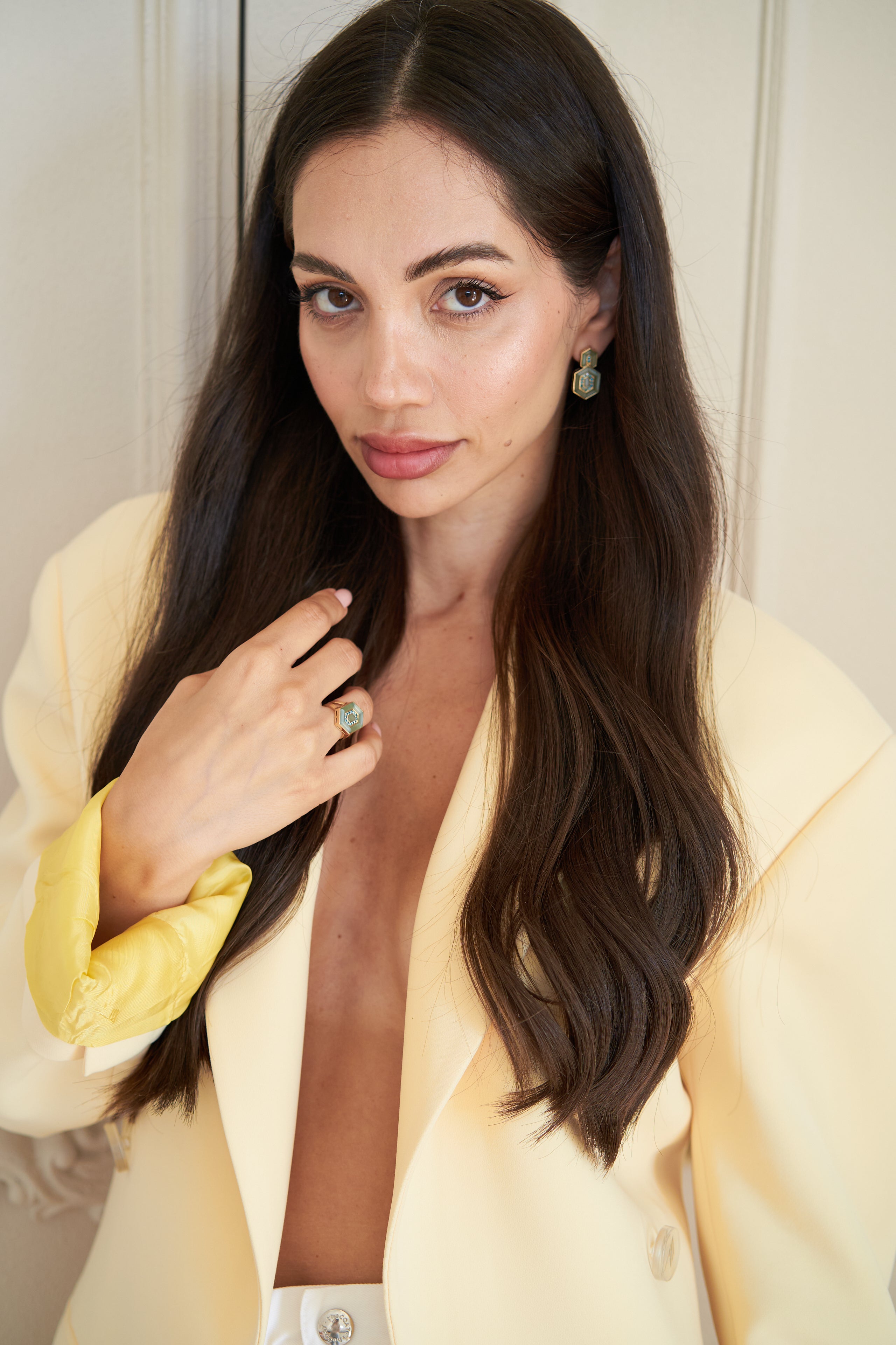 HEDS Hexagon Ring – Opal & Diamond